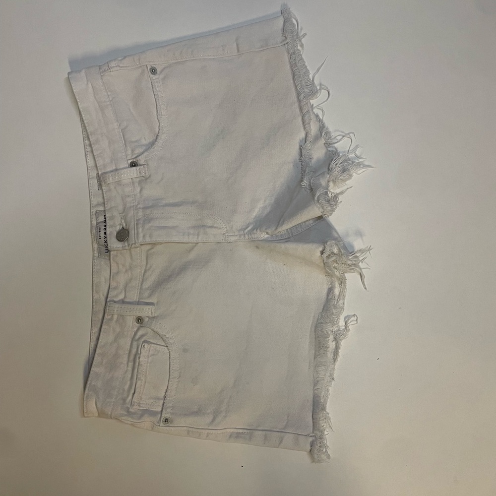 Women's White Frayed Denim Shorts